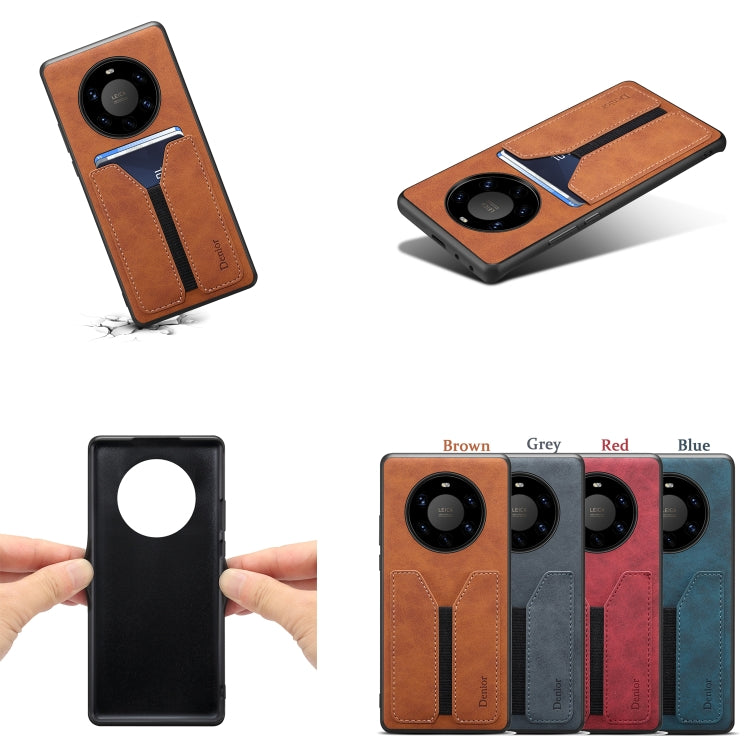 For Huawei Mate 40 Pro+ Denior DV Elastic Card PU Back Cover Phone Case(Grey) - Huawei Cases by Denior | Online Shopping UK | buy2fix