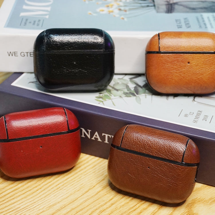 For AirPods Pro 2 Wireless Earphone Leather Shockproof Protective Case(Dark Brown) by buy2fix