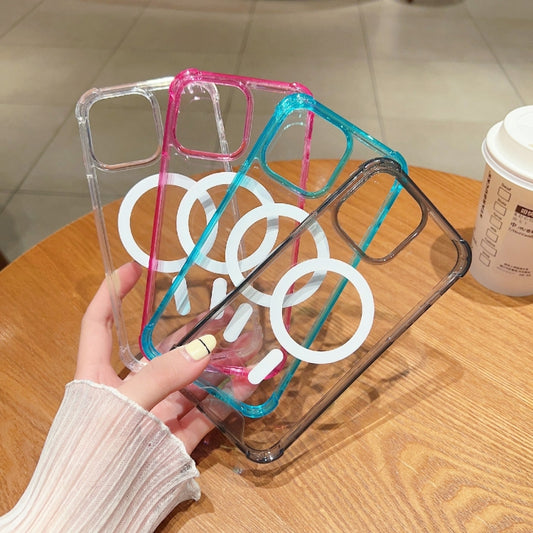 For iPhone 14 Pro High Transparent Acrylic MagSafe Shockproof Phone Case(Pink) by buy2fix