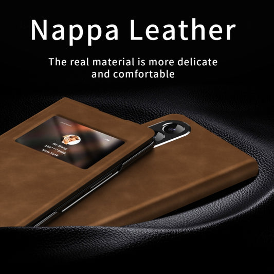 For Samsung Galaxy Z Fold4 Mature Window View Flip Leather Phone Case(Brown Nappa) - Galaxy Z Flip4 5G Cases by buy2fix | Online Shopping UK | buy2fix