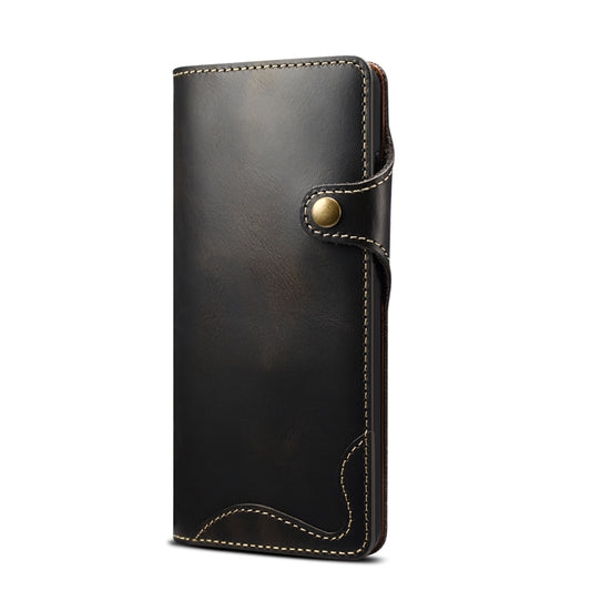 For Samsung Galaxy Note20 Denior Oil Wax Cowhide Magnetic Button Genuine Leather Case(Black) - Galaxy Note20 Cases by Denior | Online Shopping UK | buy2fix