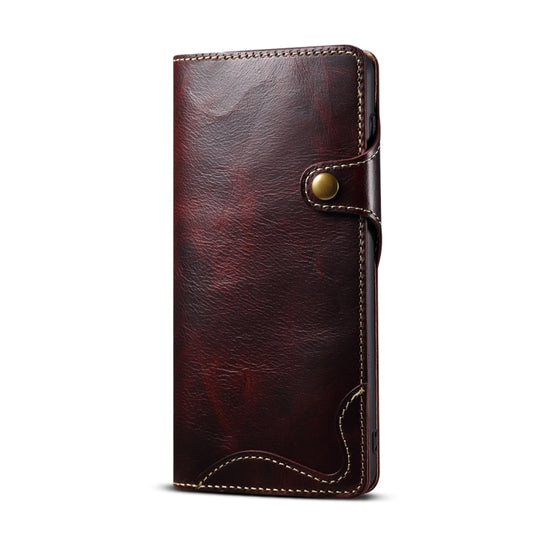 For Samsung Galaxy S21+ 5G Denior Oil Wax Cowhide Magnetic Button Genuine Leather Case(Dark Red) - Galaxy S21+ 5G Cases by Denior | Online Shopping UK | buy2fix