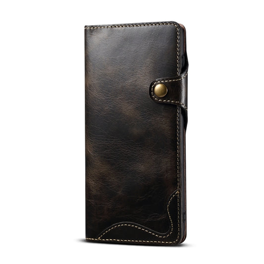 For Samsung Galaxy S22+ 5G Denior Oil Wax Cowhide Magnetic Button Genuine Leather Case(Black) - Galaxy S22+ 5G Cases by Denior | Online Shopping UK | buy2fix