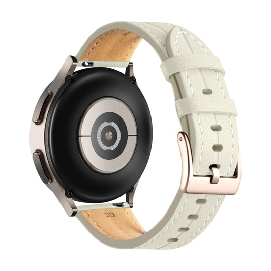 20mm Unusual Fluted Leather Watch Band(Off White) by buy2fix