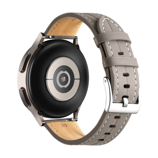 20mm Unusual Fluted Leather Watch Band(Grey) by buy2fix