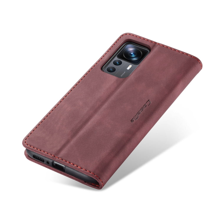 For Xiaomi 12T / 12T Pro CaseMe 013 Multifunctional Horizontal Flip Leather Phone Case(Wine Red) by CaseMe