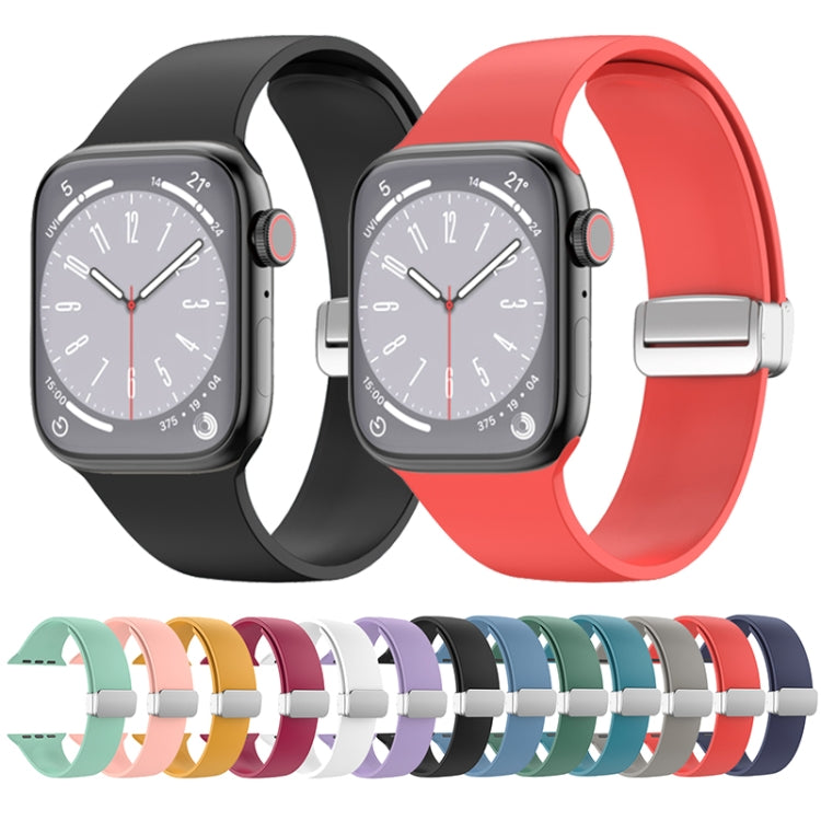 Folding Buckle Silicone Watch Band For Apple Watch Series 8&7 45mm / SE 2&6&SE&5&4 44mm / 3&2&1 42mm(White) by buy2fix