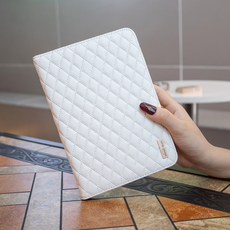 For iPad Pro 10.5 2019 / 10.2 Elegant Rhombic Texture Horizontal Flip Leather Tablet Case(White) - iPad Pro 10.5 inch Cases by buy2fix | Online Shopping UK | buy2fix
