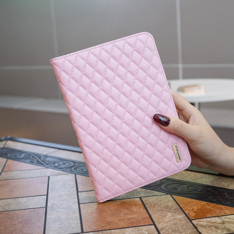 For iPad 8 / 7 / 6 / 5 9.7 inch Elegant Rhombic Texture Horizontal Flip Leather Tablet Case(Pink) - iPad Pro 9.7 inch Cases by buy2fix | Online Shopping UK | buy2fix