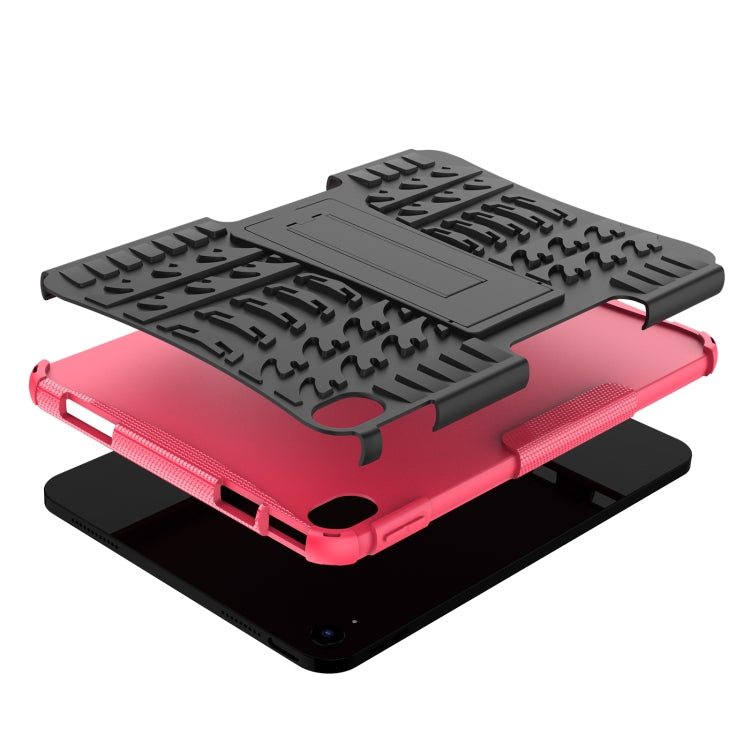 For iPad 2025 / 2022 Tire Texture TPU + PC Tablet Case with Holder(Pink) - iPad 2025 / 2022 Cases by buy2fix | Online Shopping UK | buy2fix