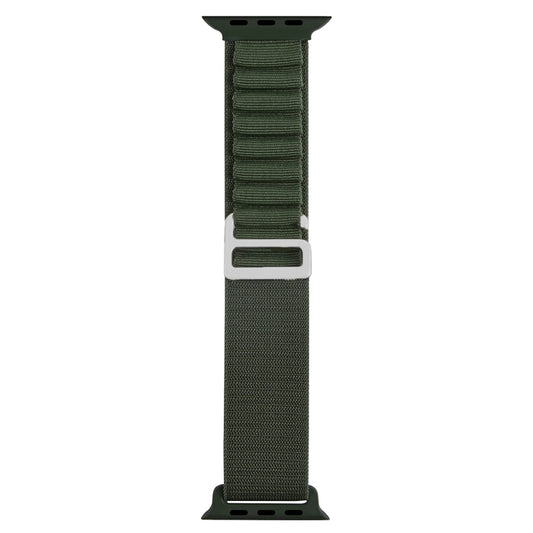 Silver Buckle Nylon Watch Band For Apple Watch Ultra 49mm / Series 8&7 45mm / SE 2&6&SE&5&4 44mm(Green) by buy2fix