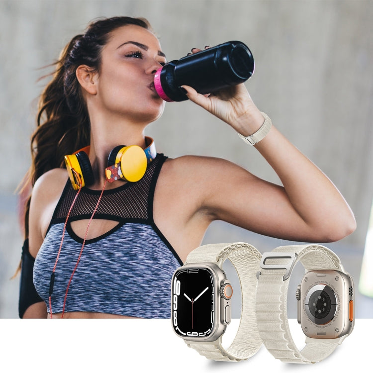 Silver Buckle Nylon Watch Band For Apple Watch Ultra 49mm / Series 8&7 45mm / SE 2&6&SE&5&4 44mm(Rainbow) by buy2fix