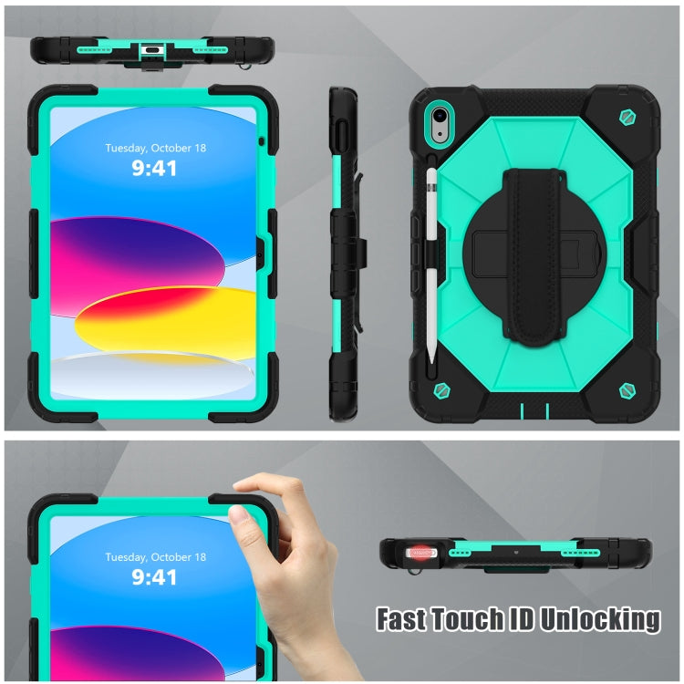 For iPad 2025 / 2022 Contrast Color Robot Shockproof Silicon + PC Tablet Protective Case(Black+Mint) - iPad 2025 / 2022 Cases by buy2fix | Online Shopping UK | buy2fix