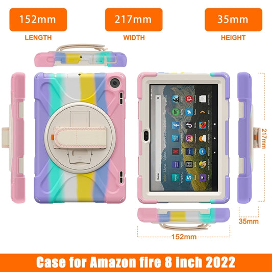 For Amazon Fire HD 8 2022 Hard PC Soft Silicone Full Body Protective Tablet Case(Colorful Pink) - Amazon by buy2fix | Online Shopping UK | buy2fix