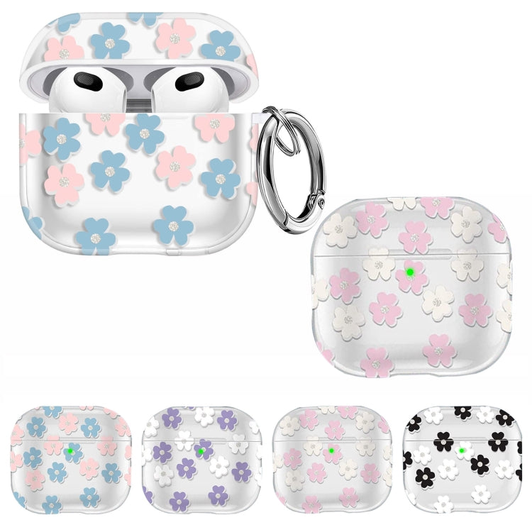 For AirPods 3 Glitter Four-color Flower Earphone Protective Case(Black White) by buy2fix