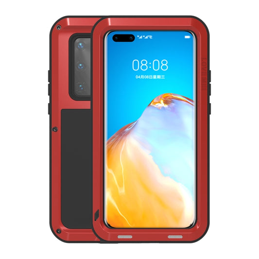 For Huawei P40 Pro LOVE MEI Metal Shockproof Waterproof Dustproof Protective Case(Red) by LOVE MEI