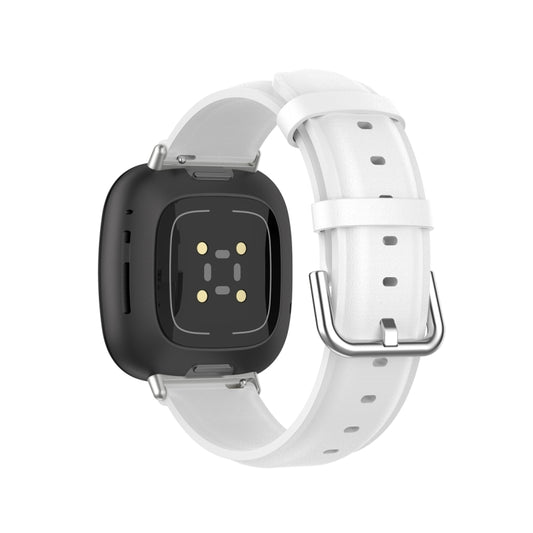 For Fitbit Versa 3 / Sense Genuine Leather Watch Band(White) by buy2fix