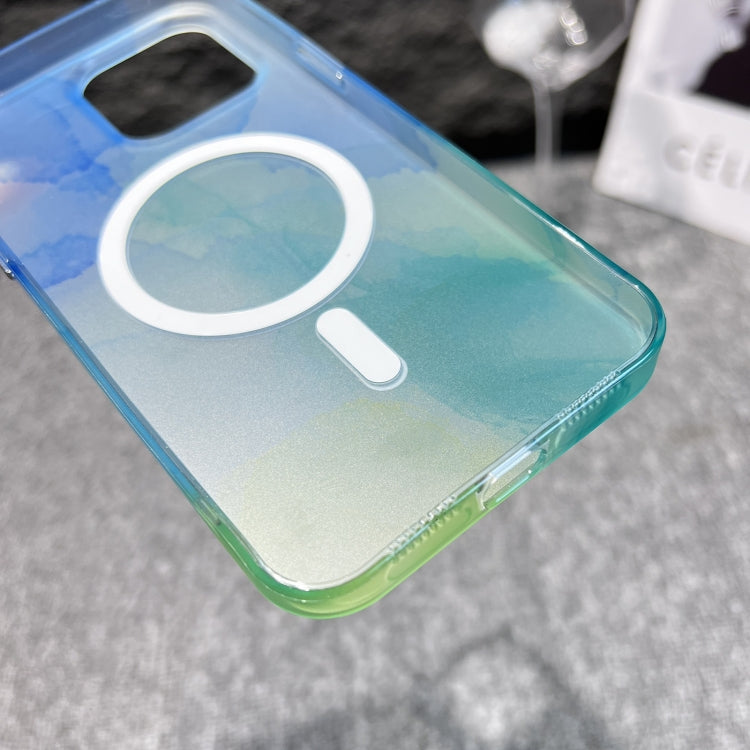 For iPhone 13 Pro Max MagSafe Magnetic Watercolor TPU Phone Case(Black) by buy2fix