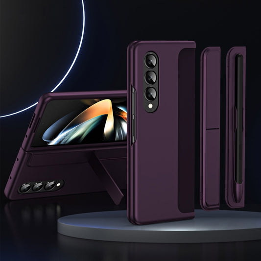 For Samsung Galaxy Z Fold3 5G 2 in 1 Detachable Holder Pen Holder Phone Case(Purple) - Galaxy Phone Cases by buy2fix | Online Shopping UK | buy2fix