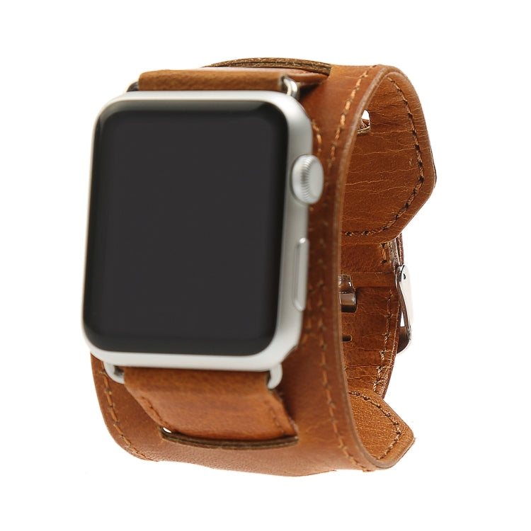 For Apple Watch 5 & 4 40mm / 3 & 2 & 1 38mm Crazy Horse Texture Bracelet Watch Band(Light Brown) by buy2fix