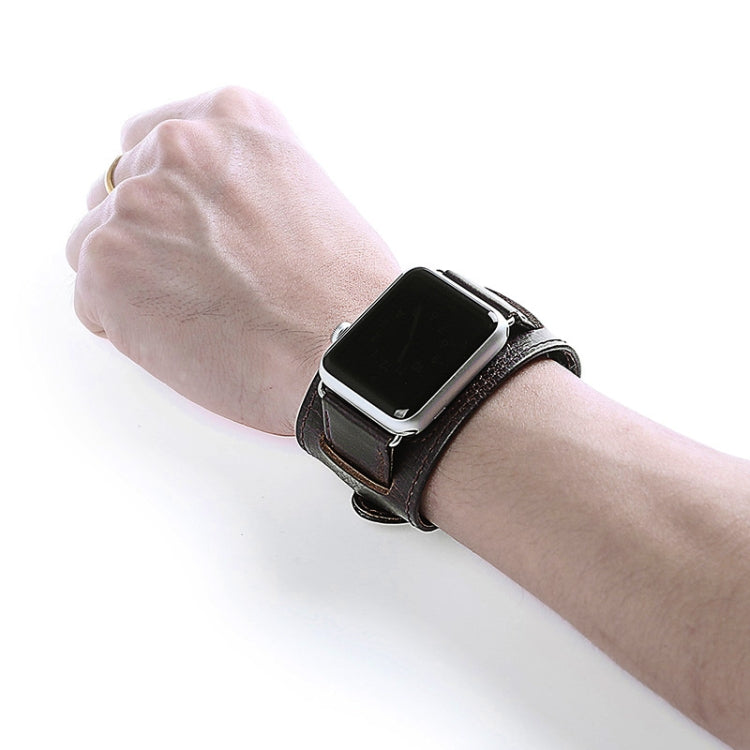 For Apple Watch 5 & 4 40mm / 3 & 2 & 1 38mm Crazy Horse Texture Bracelet Watch Band(Dark Brown) by buy2fix