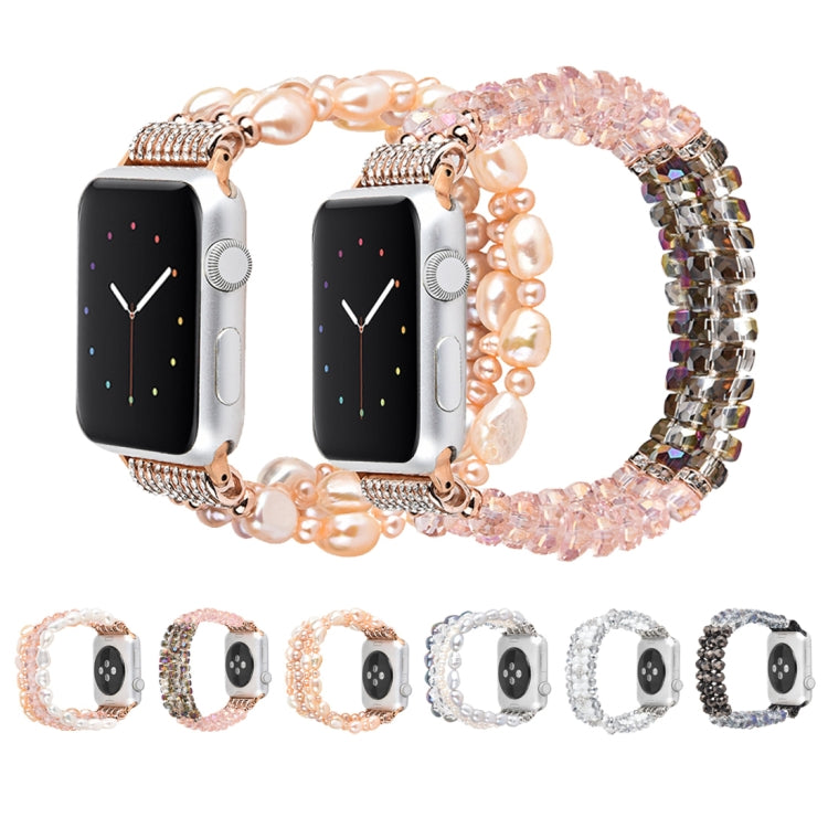 For Apple Watch 5 & 4 40mm / 3 & 2 & 1 38mm Pearl Crystal Watch Band(Crystal Grey) by buy2fix