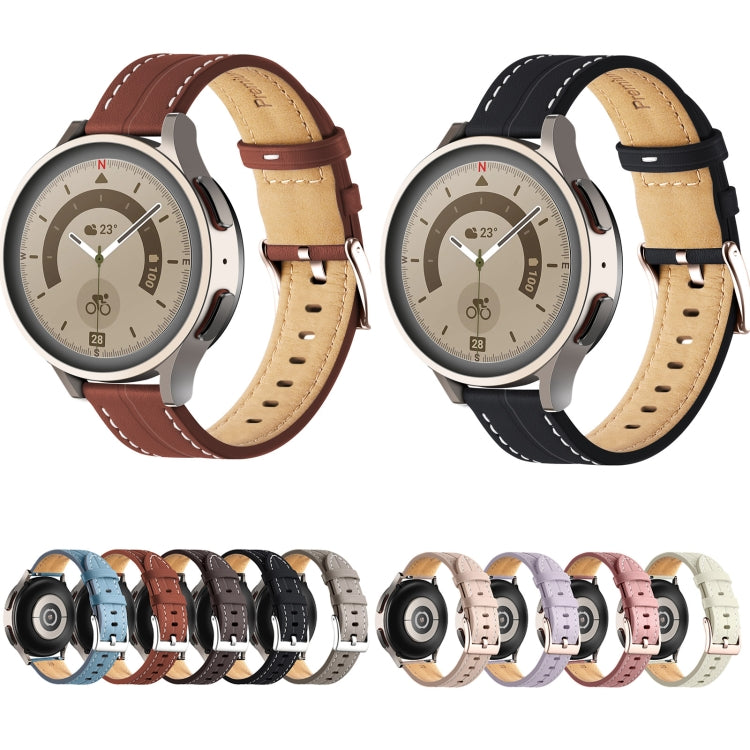 For Realme Watch 3/Amazfit GTR4/4 Pro Universal Grooved Genuine Leather Watch Band(Blue) by buy2fix