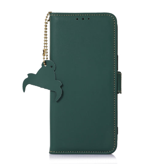 For iPhone 14 Genuine Leather Magnetic RFID Leather Phone Case(Green) - iPhone 14 Cases by buy2fix | Online Shopping UK | buy2fix