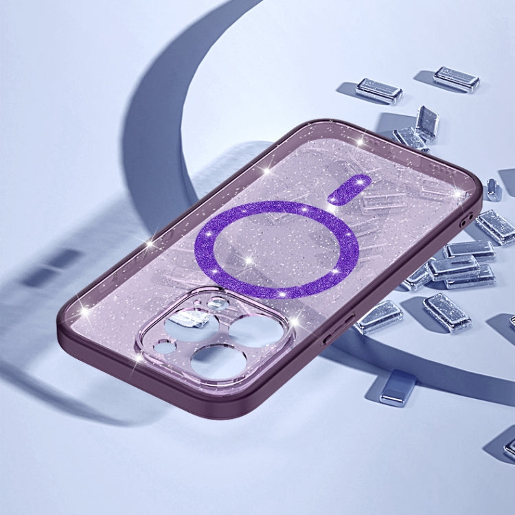 For iPhone 14 Pro Max Magsafe Glitter Shockproof Phone Case(Purple) by buy2fix
