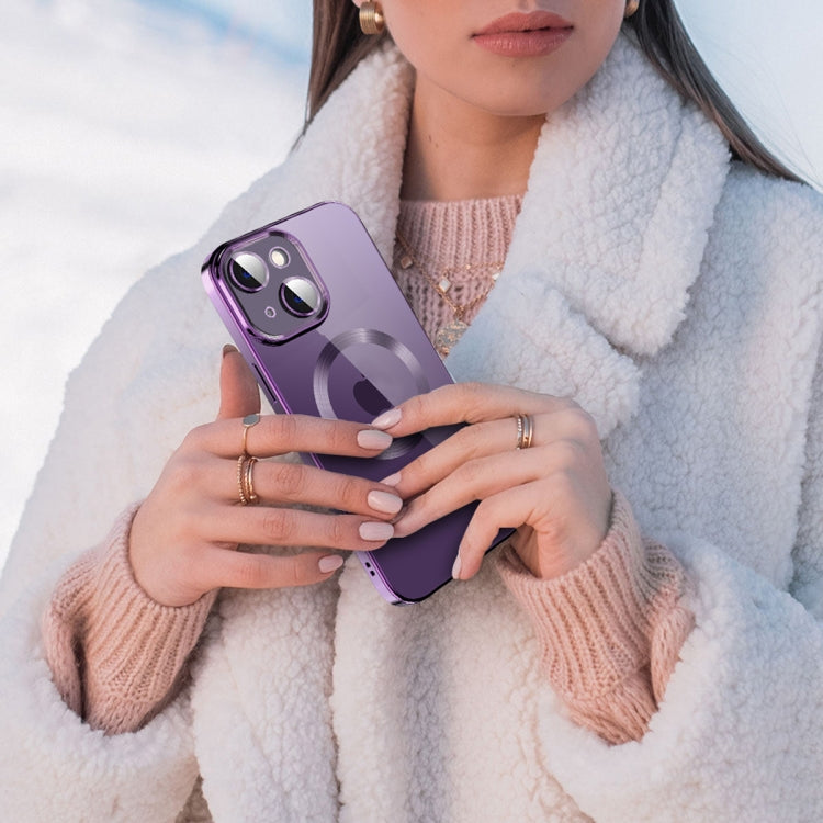 For iPhone 13 Electroplating MagSafe TPU Phone Case with Lens Film(Black) by buy2fix