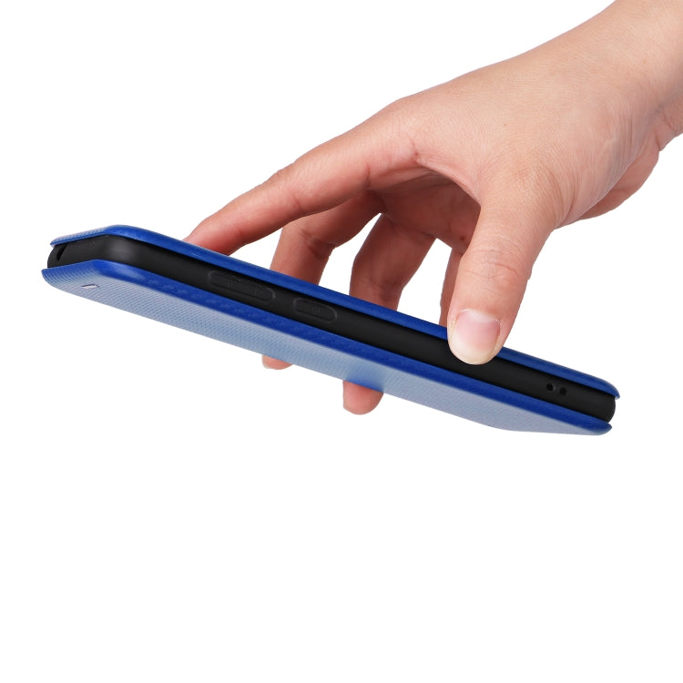 For Blackview A55 Pro Carbon Fiber Texture Horizontal Flip PU Phone Case(Blue) by buy2fix