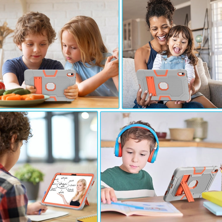 For iPad 2025 / 2022 Contrast Color Robot Silicone + PC Tablet Protective Case(Grey Orange) - iPad 2025 / 2022 Cases by buy2fix | Online Shopping UK | buy2fix