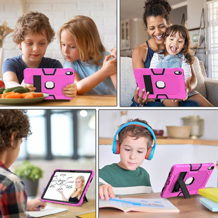 For iPad 2025 / 2022 Contrast Color Robot Silicone + PC Tablet Protective Case(Rose Red Black) - iPad 2025 / 2022 Cases by buy2fix | Online Shopping UK | buy2fix