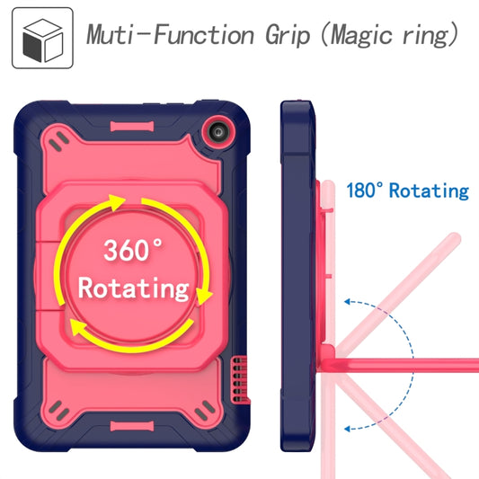 For Amazon Kindle Fire 7 2022 Silicone + PC Bracelet Holder Tablet Case(Navy Blue + Rose Red) - Amazon by buy2fix | Online Shopping UK | buy2fix