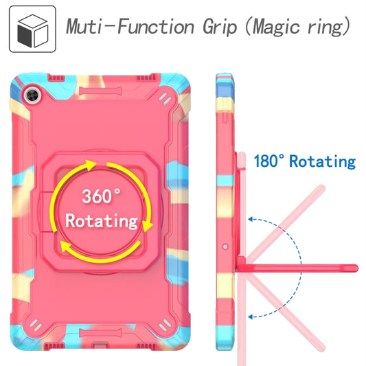 For Lenovo Tab M10 Plus 10.6 3rd Gen 2022 Silicone + PC Bracelet Holder Tablet Case(Camouflage + Rose Red) - Lenovo by buy2fix | Online Shopping UK | buy2fix