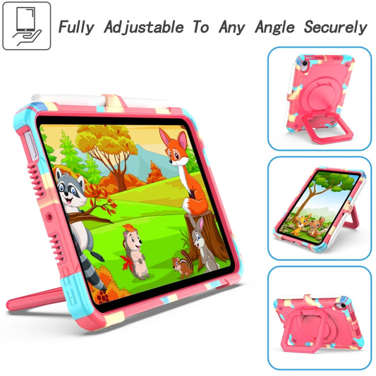 For iPad mini 2024 / mini 6 Silicone + PC Bracelet Holder Tablet Case(Camouflage + Rose Red) - iPad mini 6 Cases by buy2fix | Online Shopping UK | buy2fix