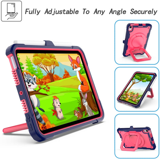 For iPad mini 2024 / mini 6 Silicone + PC Bracelet Holder Tablet Case(Navy Blue + Rose Red) - iPad mini 6 Cases by buy2fix | Online Shopping UK | buy2fix