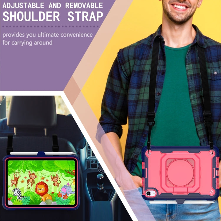 For iPad mini 2024 / mini 6 Silicone + PC Bracelet Holder Tablet Case(Navy Blue + Rose Red) - iPad mini 6 Cases by buy2fix | Online Shopping UK | buy2fix