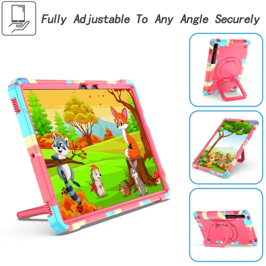 For Samsung Galaxy Tab S7 / S8 Silicone + PC Bracelet Holder Tablet Case(Camouflage + Rose Red) by buy2fix