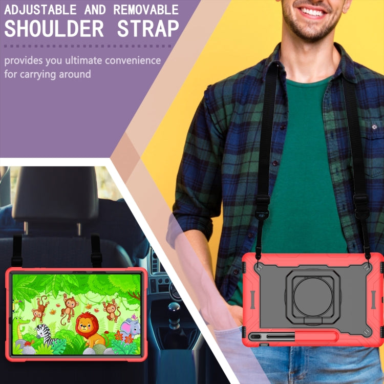 For Samsung Galaxy Tab S7+ / S8+ / S7 FE Silicone + PC Bracelet Holder Tablet Case(Red + Black) by buy2fix