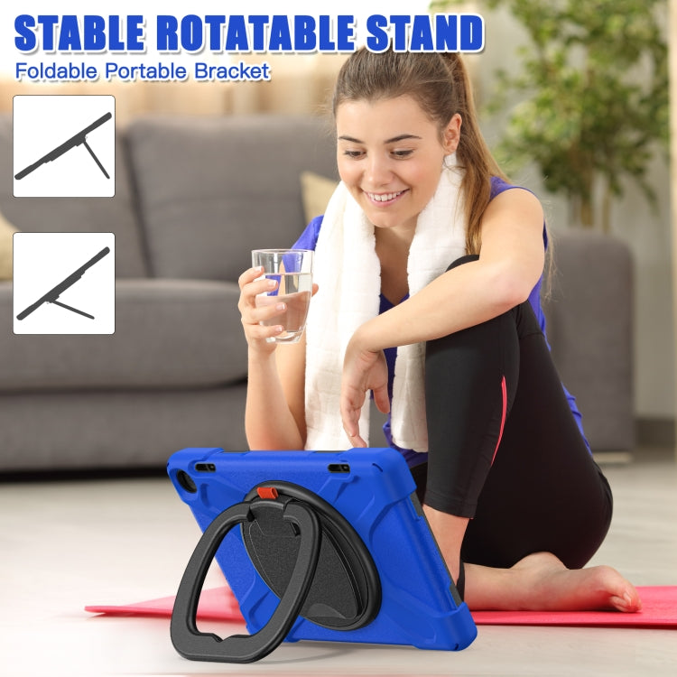 For Amazon Fire HD 8 2022 Silicone + PC Protective Tablet Case with Holder & Shoulder Strap(Blue) - Amazon by buy2fix | Online Shopping UK | buy2fix