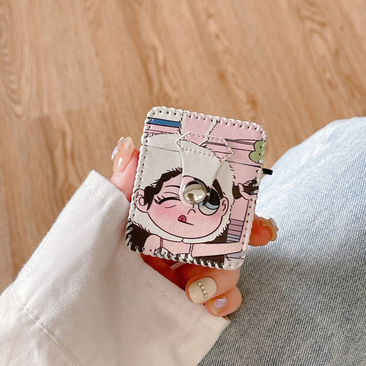For AirPods Pro Wearing Hat Girl Pattern PU Leather Wireless Earphone Case by buy2fix