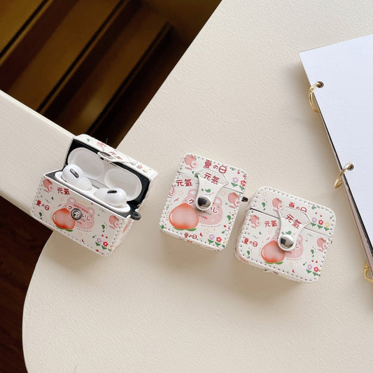 For AirPods 3 PU Leather Wireless Earphone Case(Peach) by buy2fix