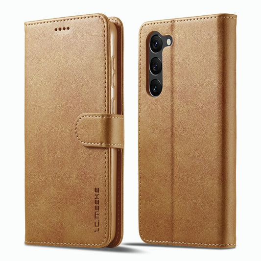 For Samsung Galaxy S23 5G LC.IMEEKE Calf Texture Horizontal Flip Leather Phone Case(Brown) by LC.IMEEKE