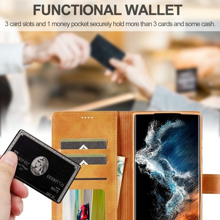 For Samsung Galaxy S23 Ultra 5G LC.IMEEKE Calf Texture Horizontal Flip Leather Phone Case(Brown) by LC.IMEEKE