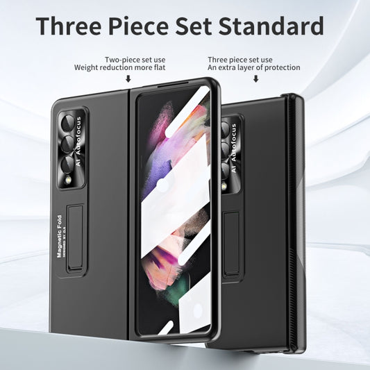 For Samsung Galaxy Z Fold3 5G Electroplating Corrugated Hinge Folding Phone Case(Black) - Galaxy Phone Cases by buy2fix | Online Shopping UK | buy2fix