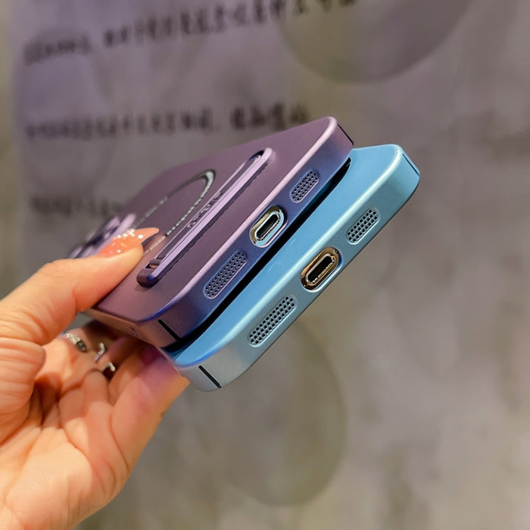 For iPhone 13 Pro Max PC Fuel Injection Magsafe Holder Phone Case(Sea ??Blue) by buy2fix