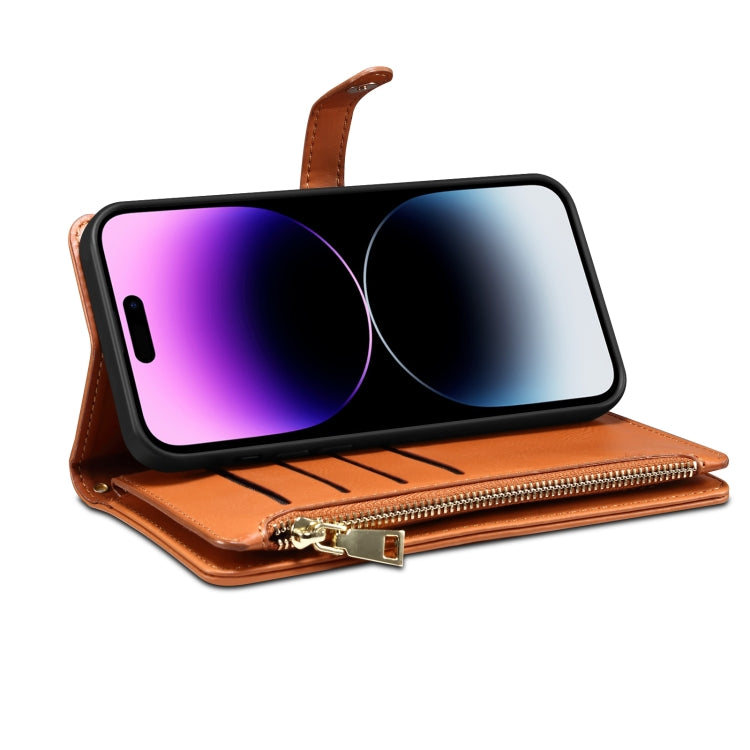 For Samsung Galaxy S21 FE 5G ESEBLE Star Series Lanyard Zipper Wallet RFID Leather Case(Brown) - Galaxy Phone Cases by ESEBLE | Online Shopping UK | buy2fix