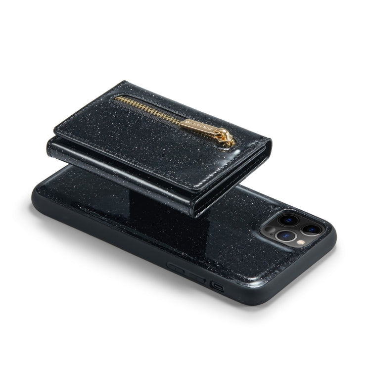 For iPhone 11 Pro DG.MING M3 Series Glitter Powder Card Bag Leather Case(Black) by DG.MING