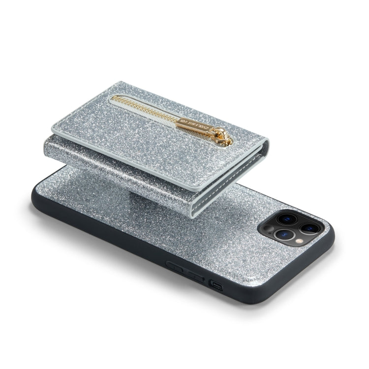 For iPhone 11 Pro DG.MING M3 Series Glitter Powder Card Bag Leather Case(Silver) by DG.MING
